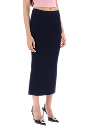 Alessandra Rich Knitted Pencil Skirt   Blue