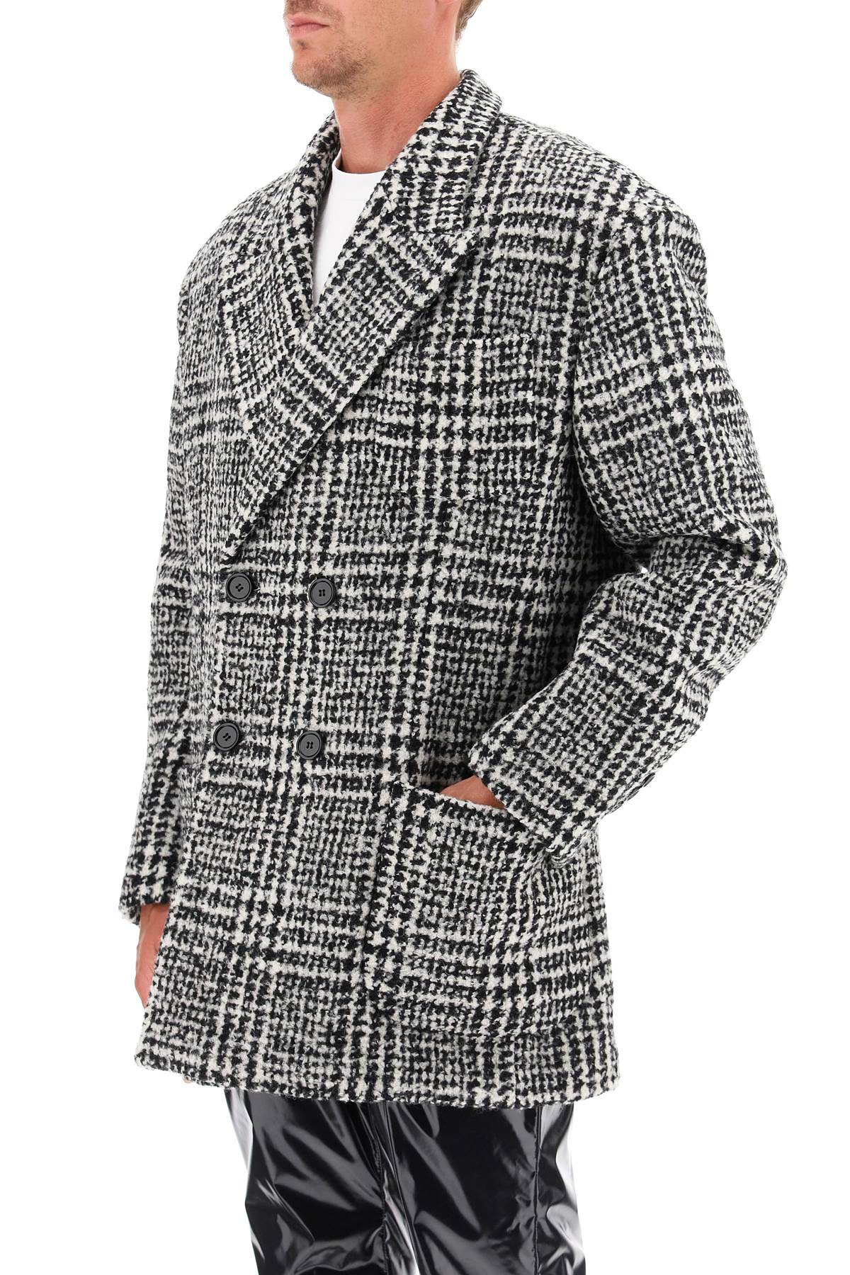 Dolce & Gabbana Checkered Double Breasted Wool Jacket   Black