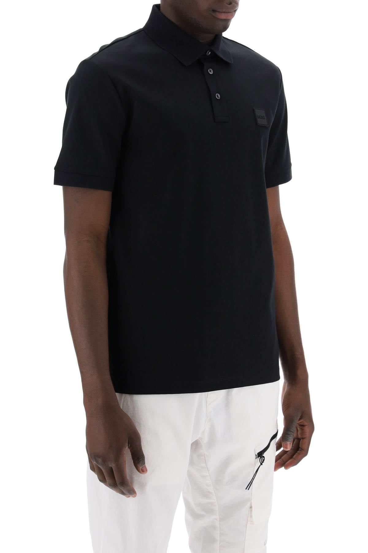 Boss Mercerized Cotton Polo Shirt   Black