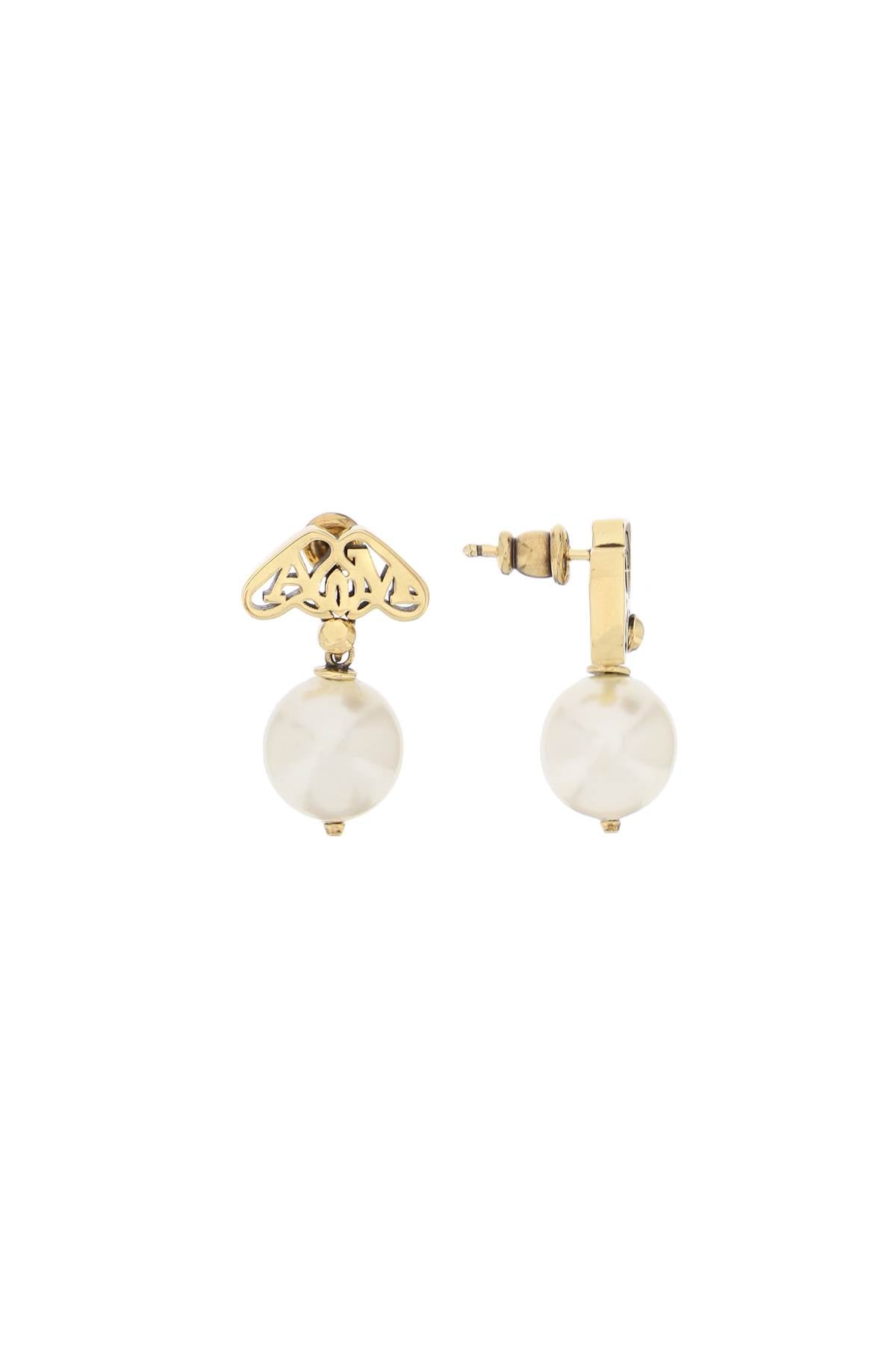 Alexander Mcqueen Pearl And Seal Earrings   White