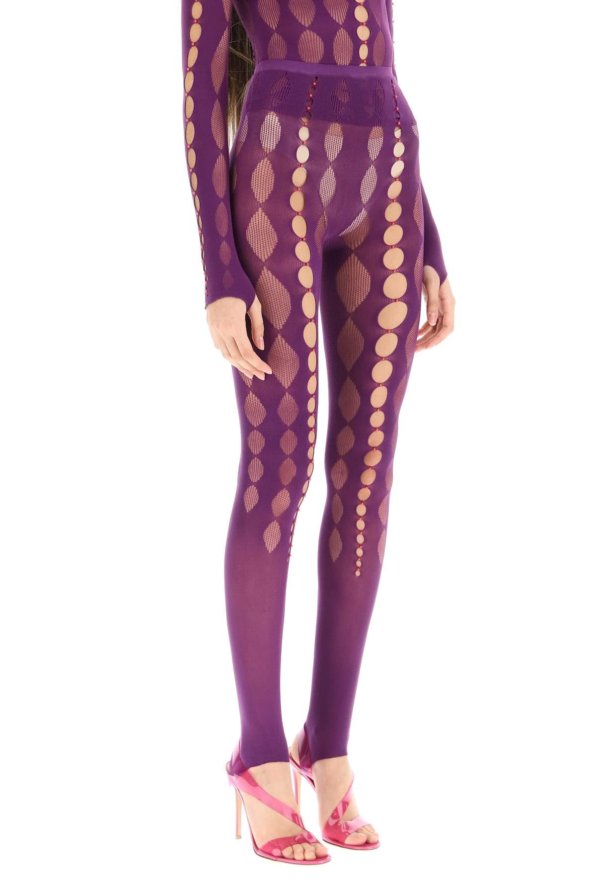 Rui Beaded See Through Leggings   Purple