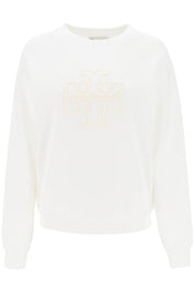 Tory Burch Crew Neck Sweatshirt With T Logo   White