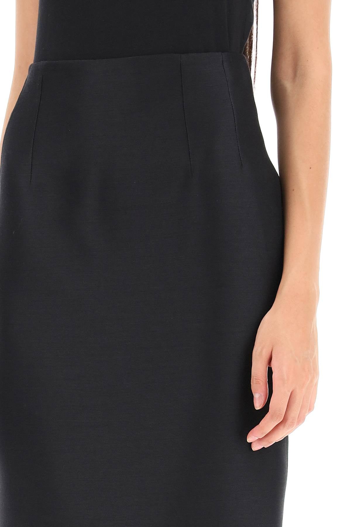 Versace Wool Silk Pencil Skirt   Black