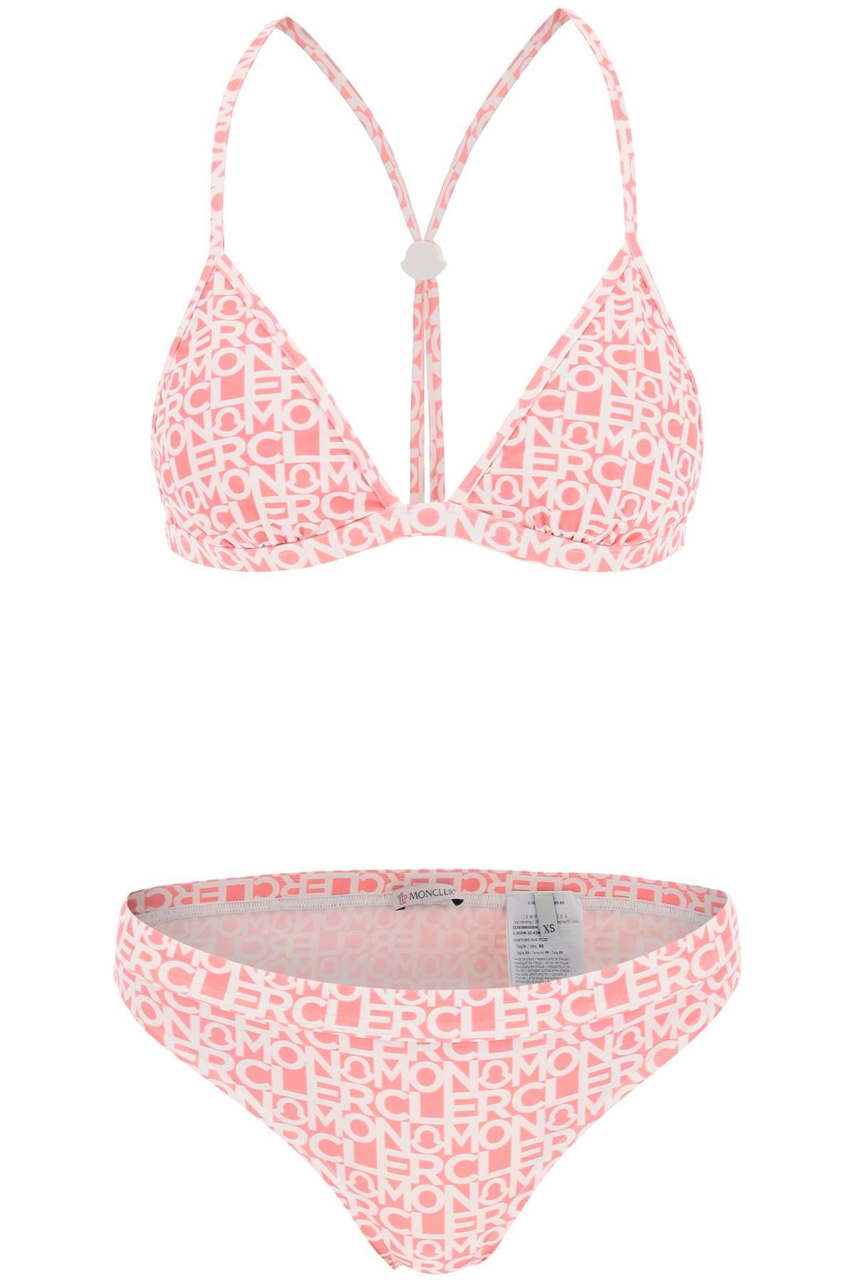 Moncler Bikini Set With Logo Print   White