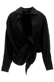 Jacquemus Bahia Tied Sash Blouse   Black