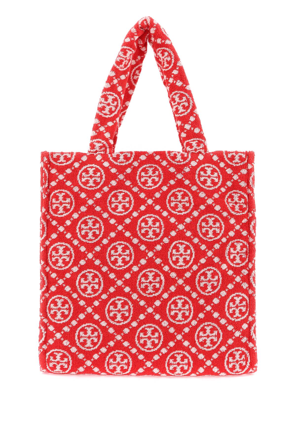 Tory Burch T Monogram Terry Tote Bag   Red