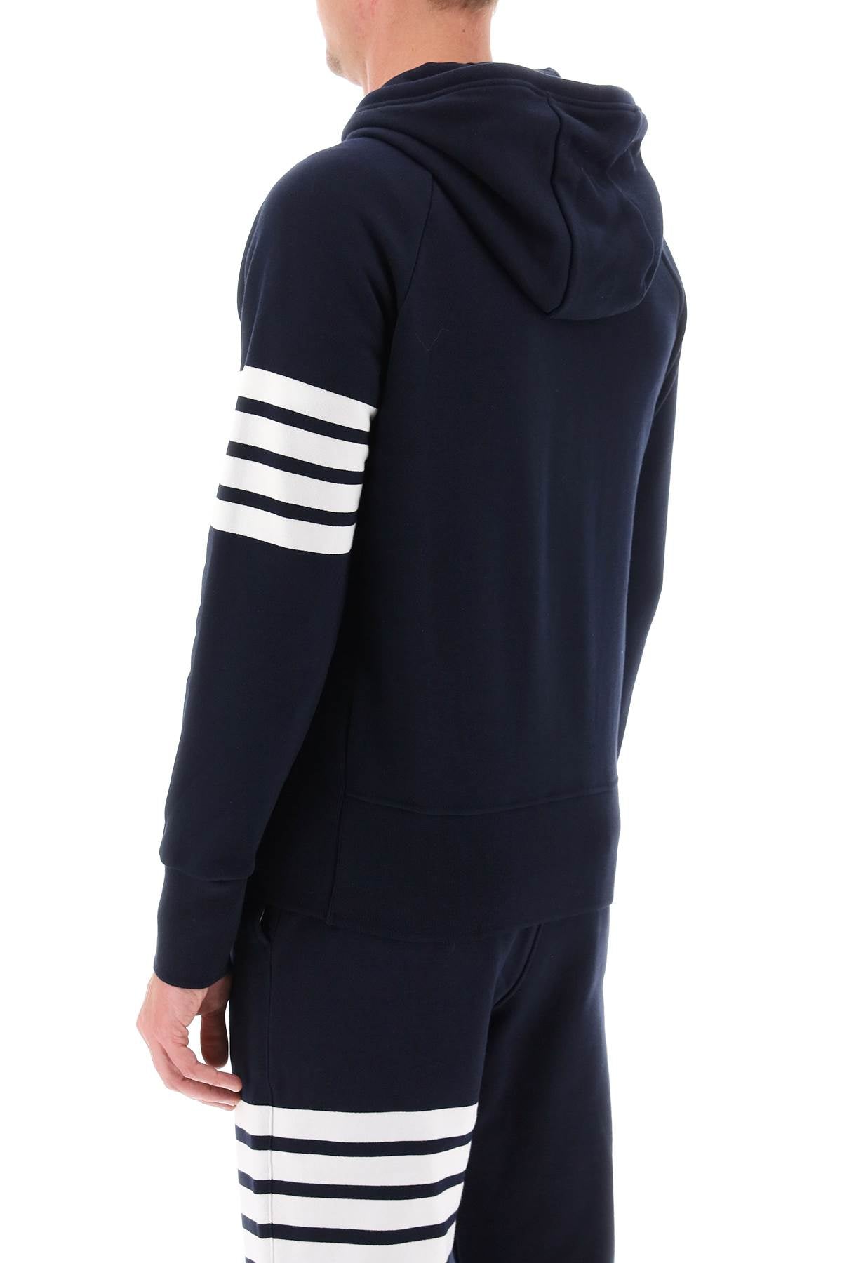 Thom Browne 4 Bar Zip Up Hoodie   Blue