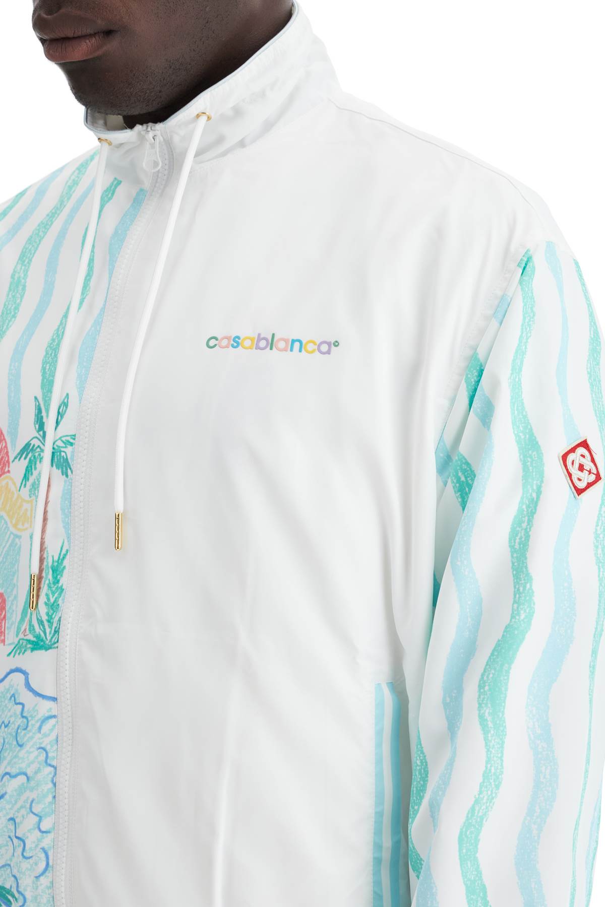 Casablanca "windbreaker Jacket With Maison Memphis Printreplace With Double Quote   White