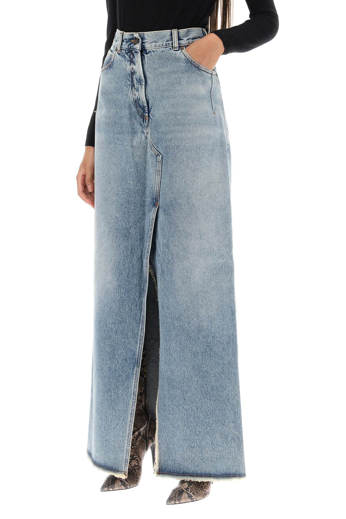 Darkpark Emma Denim Column Skirt   Light Blue