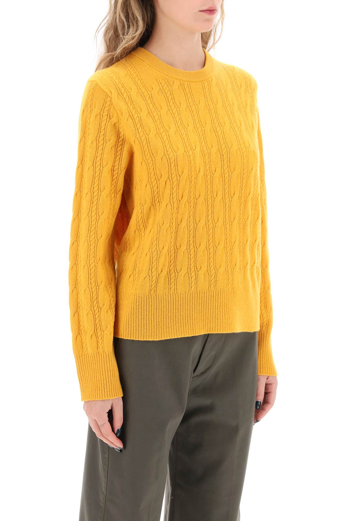 Guest In Residence Twin Cable Cashmere Sweater   Yellow