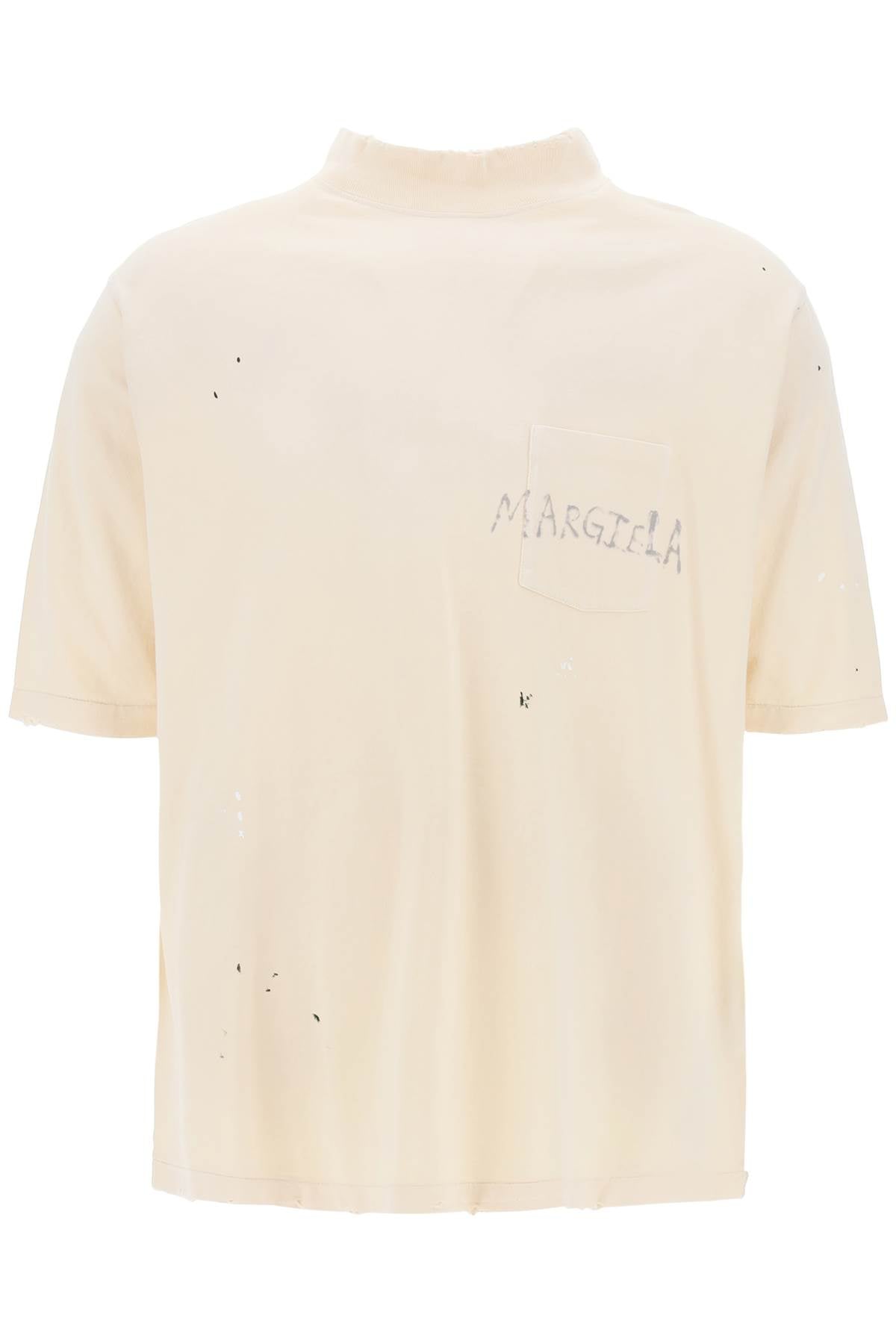 Maison Margiela Handwritten Logo T Shirt With Written Text   Neutral