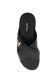 Tom Ford Preston Leather Sandals In   Black