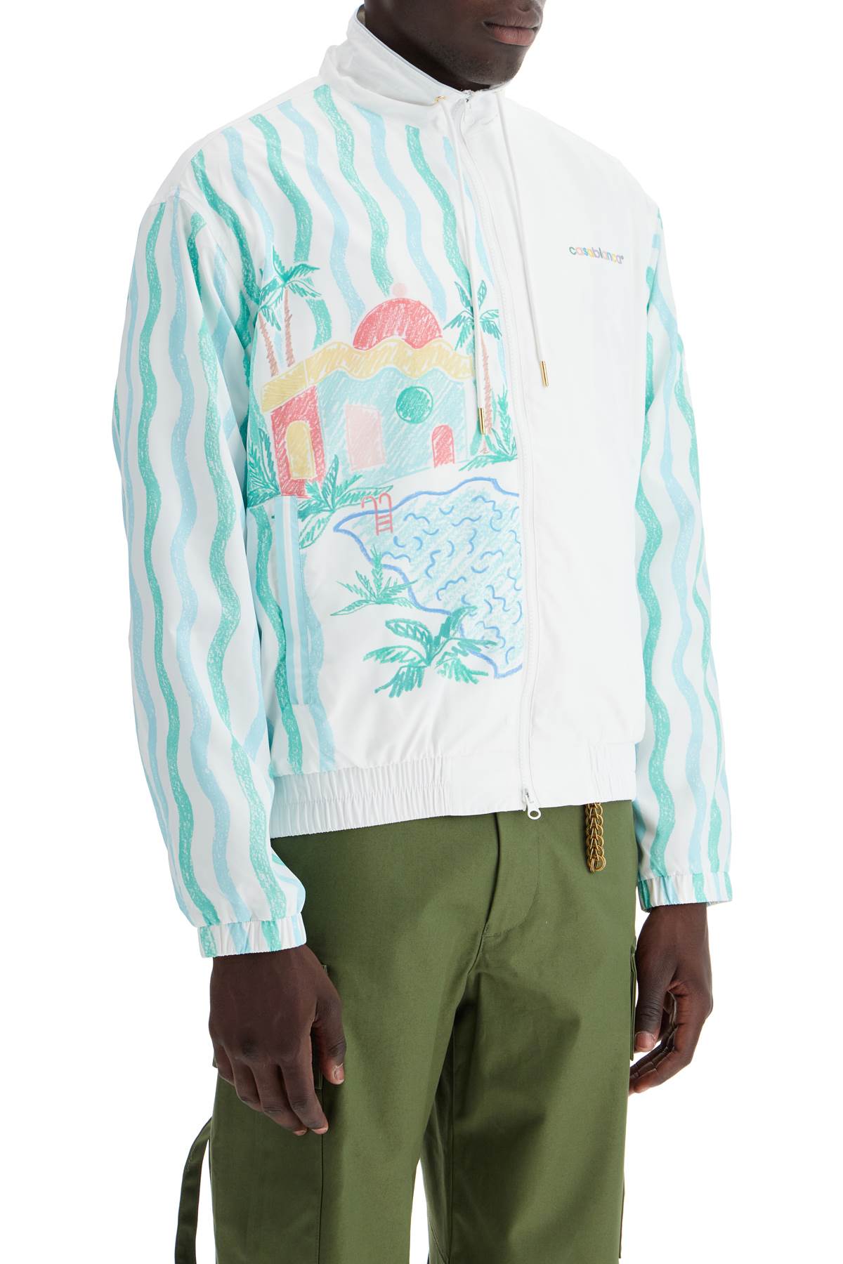 Casablanca "windbreaker Jacket With Maison Memphis Printreplace With Double Quote   White