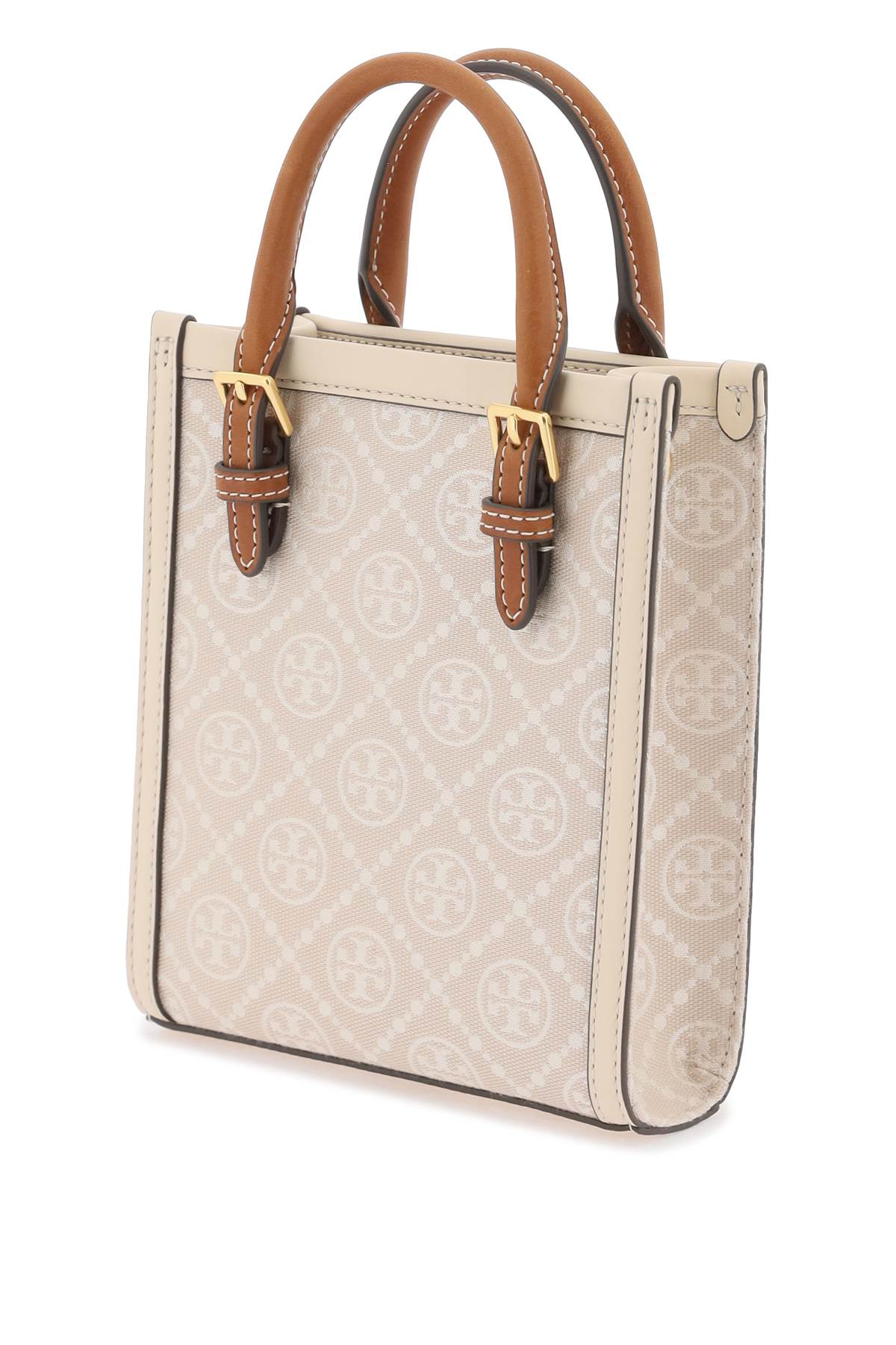 Tory Burch T Monogram Mini Tote Bag   Neutral