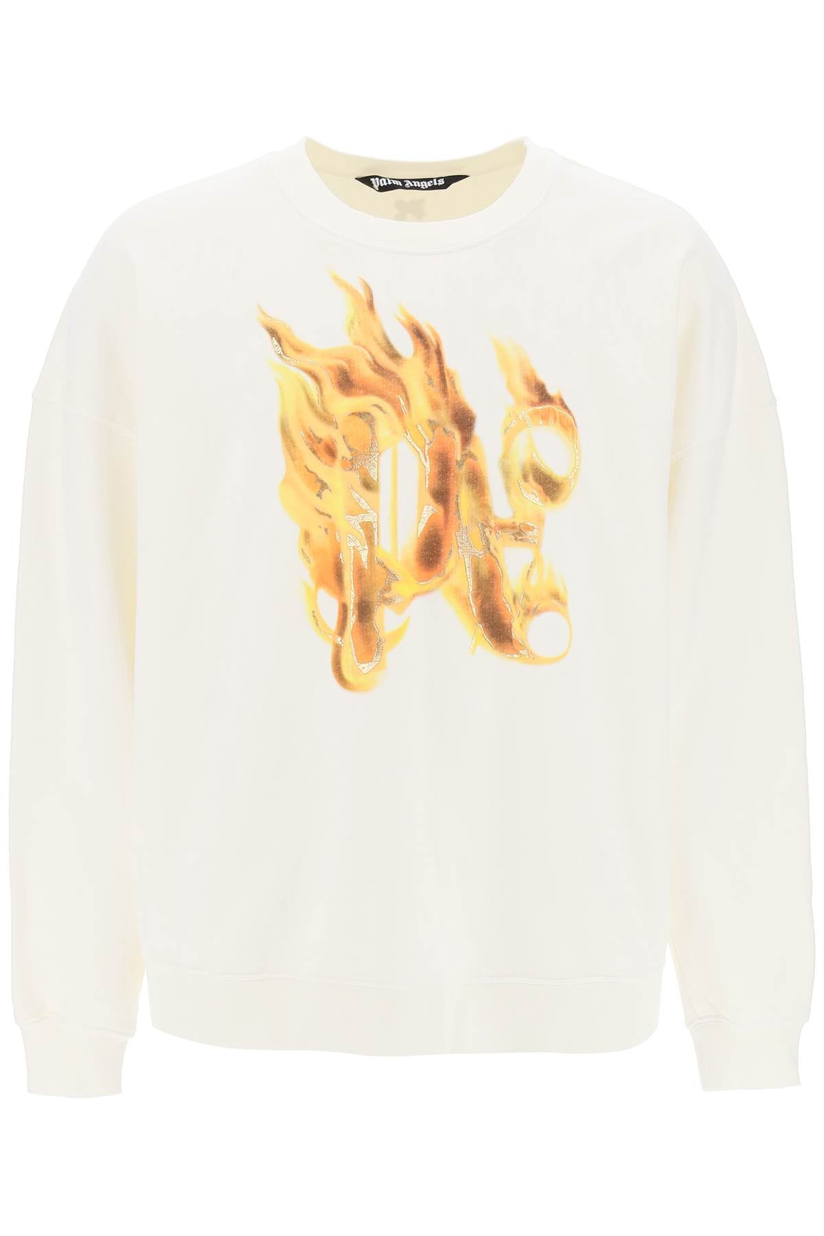 Palm Angels Replace With Double Quoteburning Monogram Crewneck   White