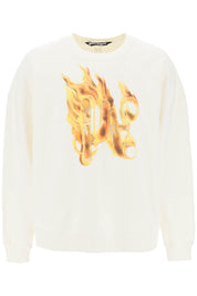 Palm Angels Replace With Double Quoteburning Monogram Crewneck   White