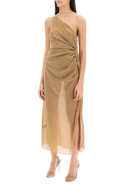 Oséree One Shoulder Dress In Lurex Knit   Gold