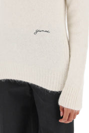 Ganni Sweater In Brushed Alpaca Blend   White