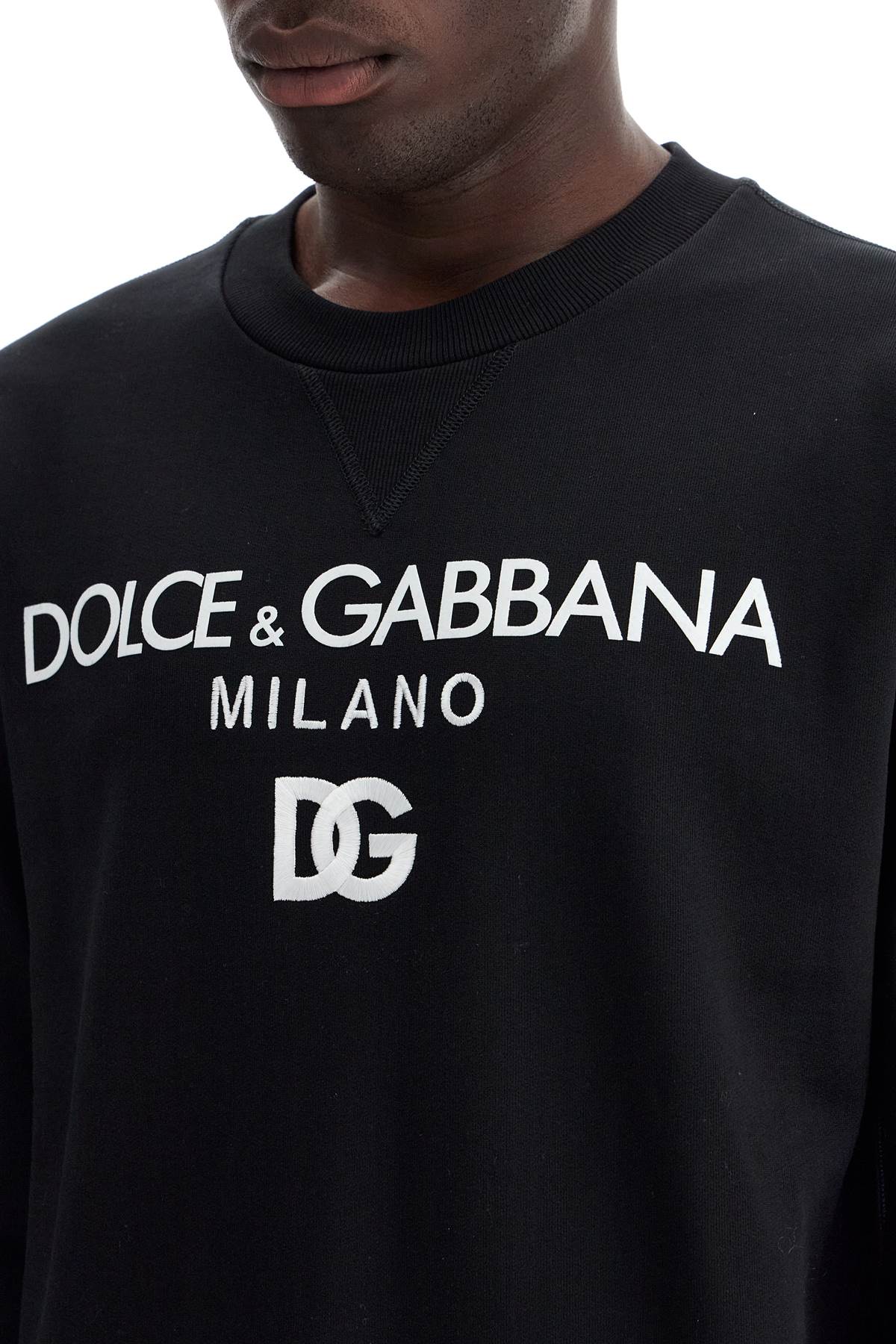 Dolce & Gabbana "round Neck Sweatshirt With Dg Embroidery And Lettering   Black