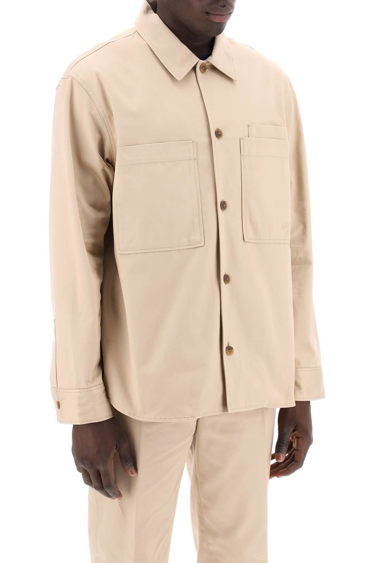 Maison Kitsune Cotton Gabardine Overshirt   Beige