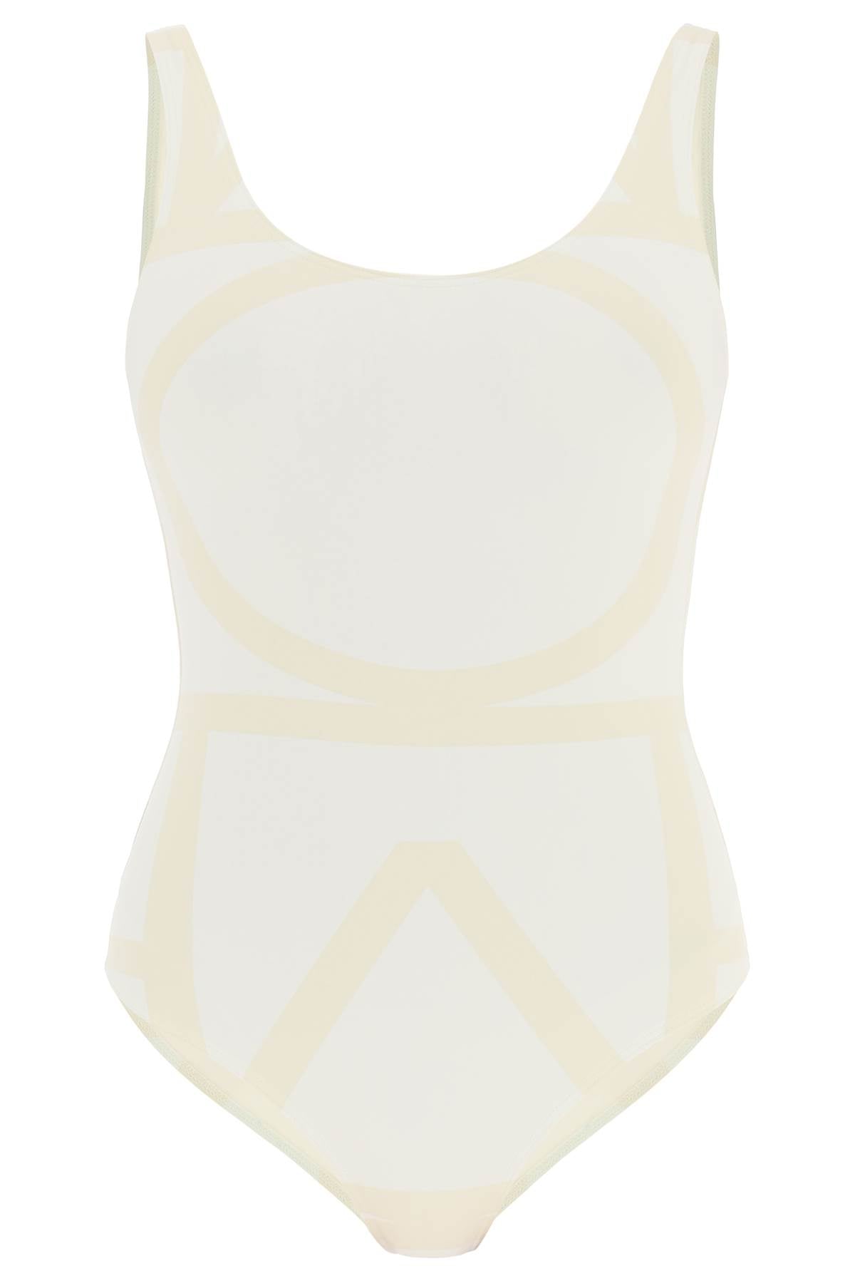 Toteme One Piece Monogram Swimsuit   White