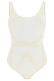 Toteme One Piece Monogram Swimsuit   White