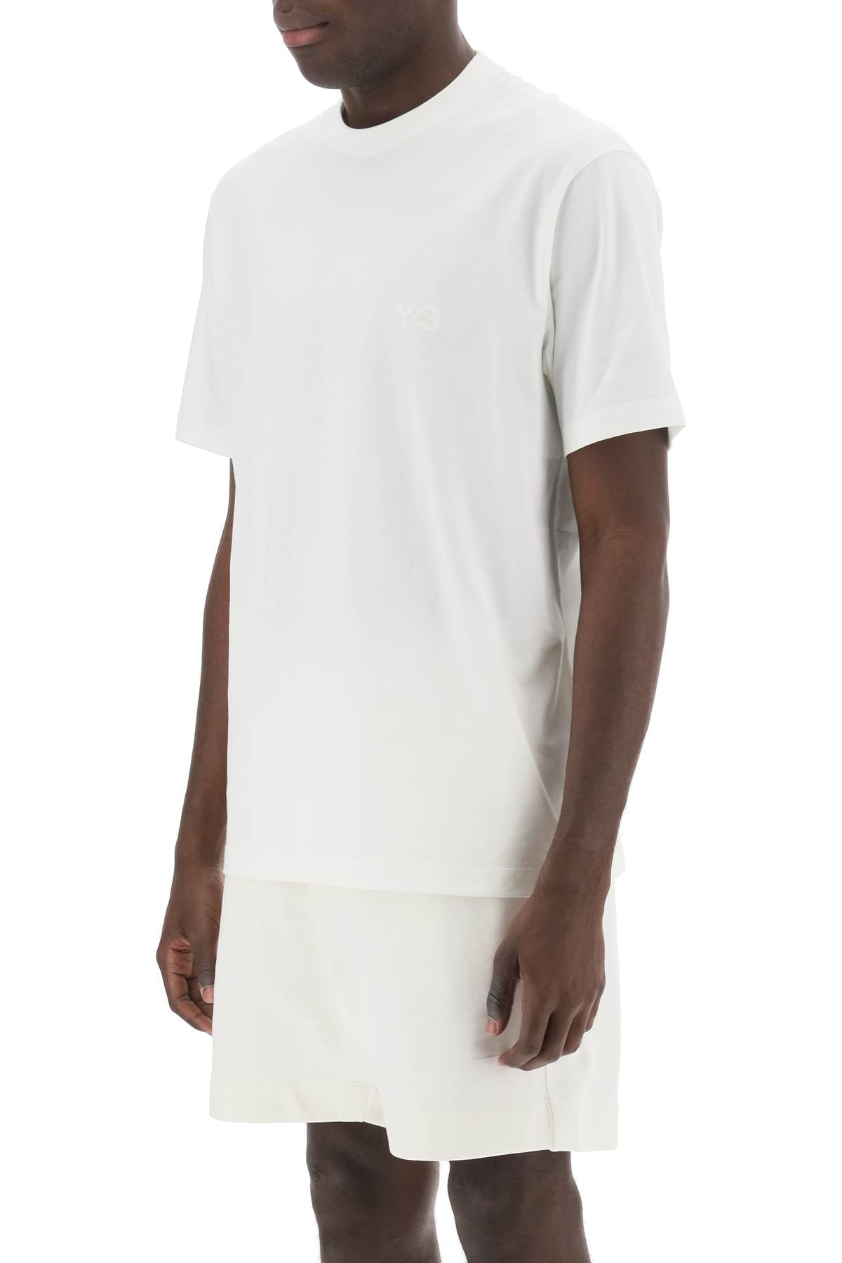 Y 3 T Shirt With Tonal Logo   White