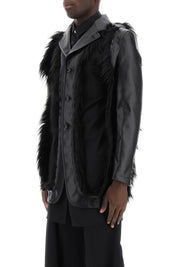 Comme Des Garcons Homme Plus Faux Leather Destroyed Balzer With Eco Fur Trims   Black