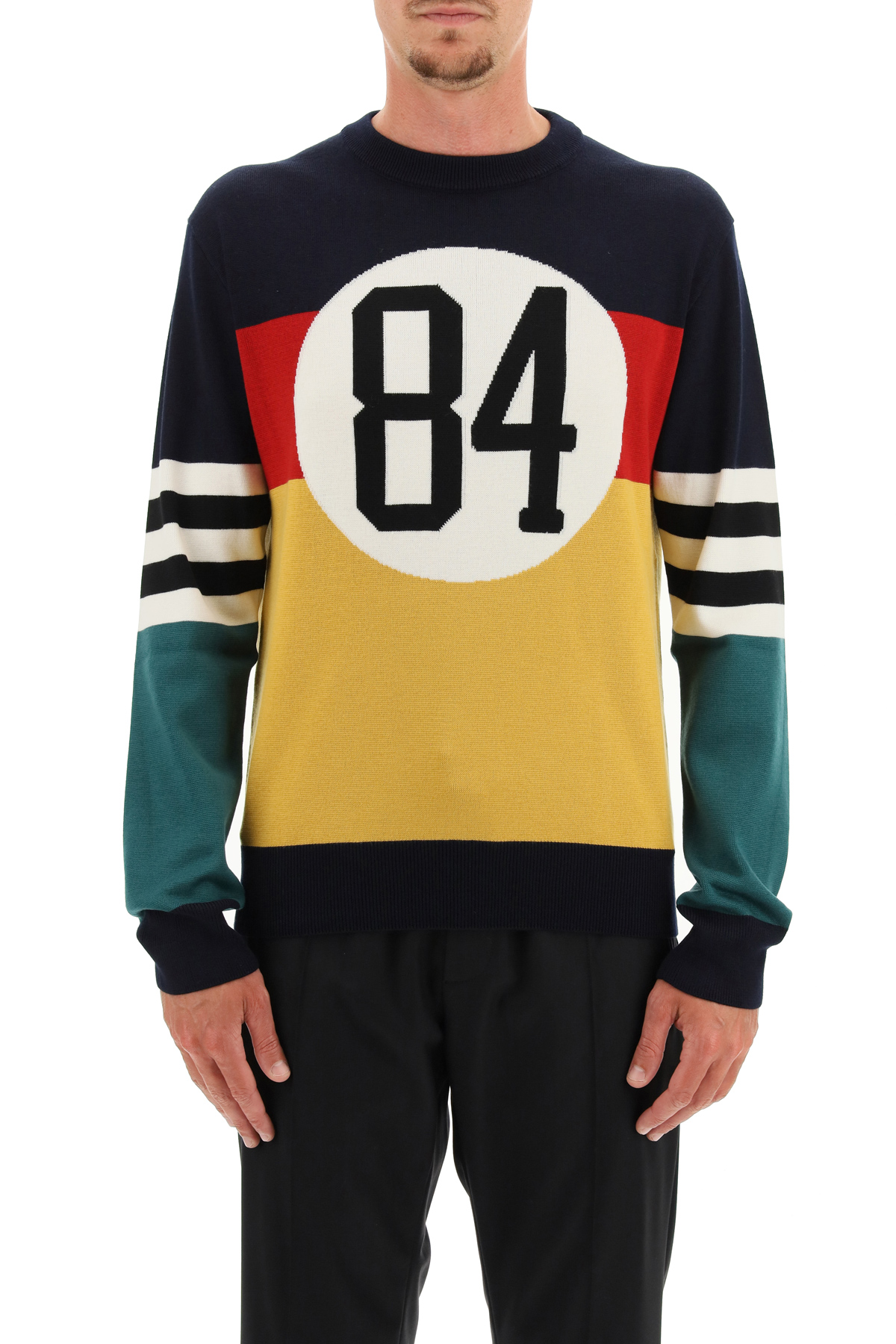 Dolce & Gabbana Color Block Wool Sweater   Blue