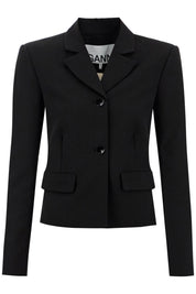 Ganni Short Lightweight Twill Blazer   Black