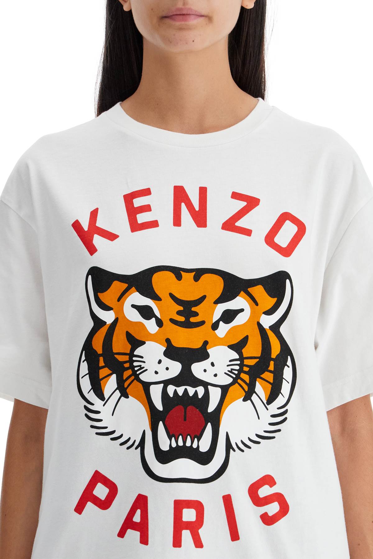 Kenzo Lucky Tiger Crew Neck T Shirt   White