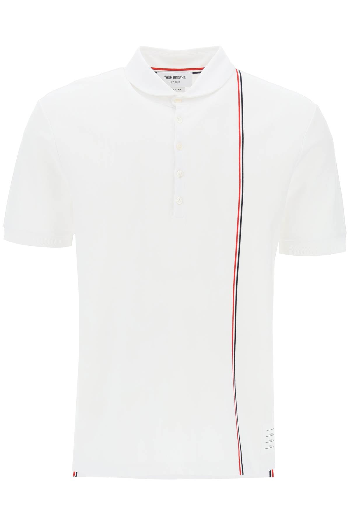 Thom Browne Polo Shirt With Tricolor Intarsia   White