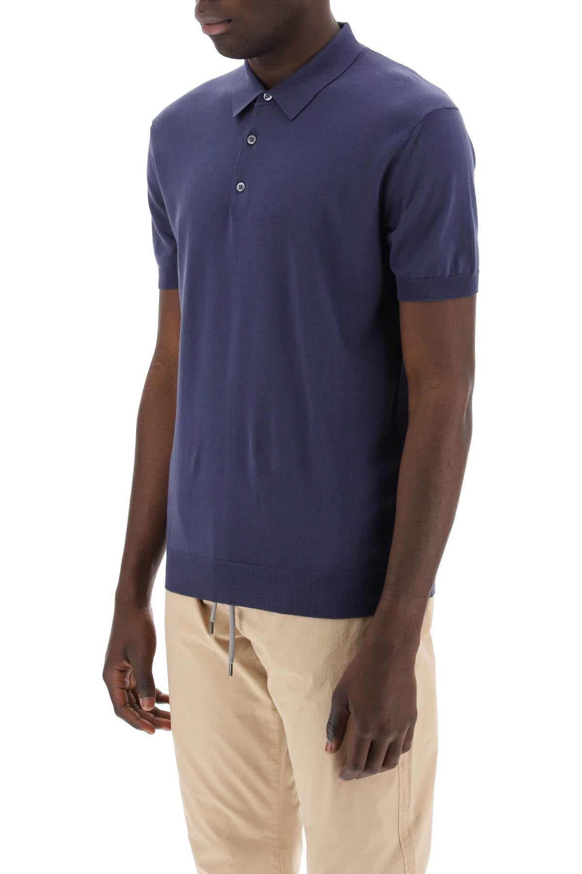 Baracuta Cotton Knit Polo Shirt   Blue