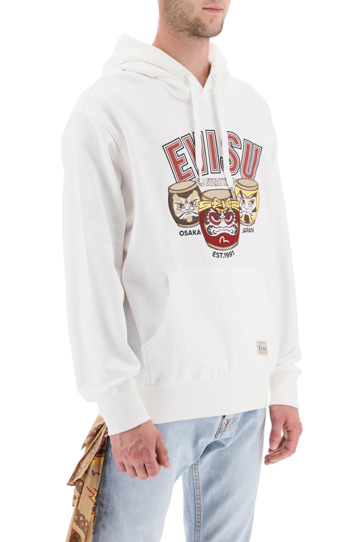 Evisu Hoodie With Embroidery And Print   White