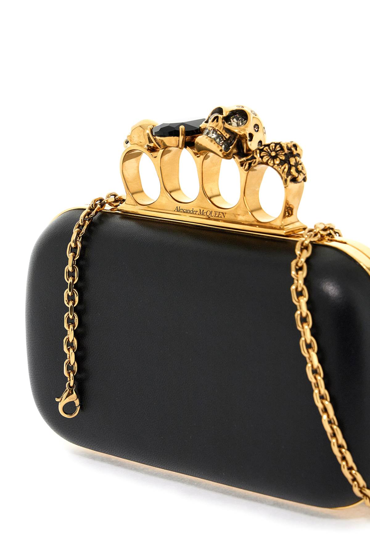 Alexander Mcqueen Chain Clutch With Knuckle   Black