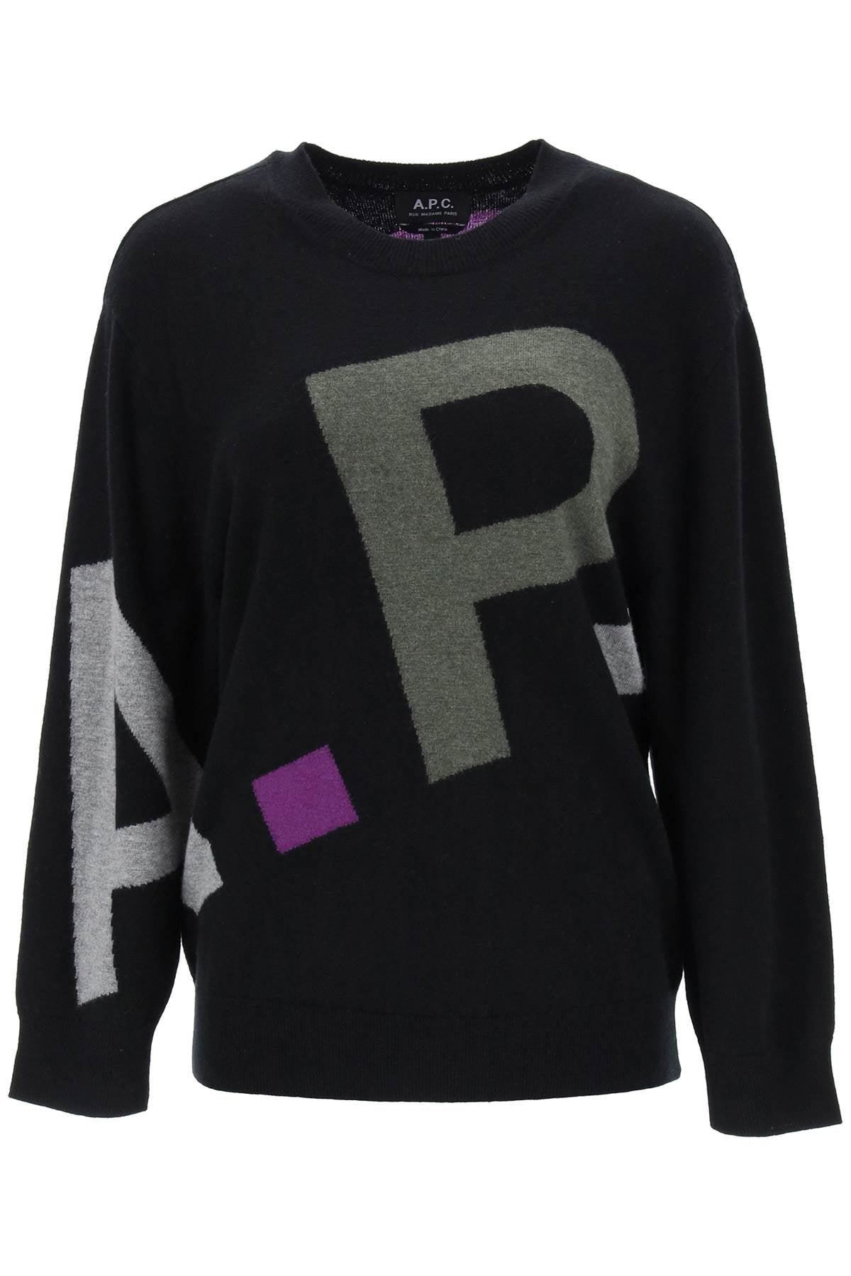 A.P.C. Sweater In Virgin Wool With Logo Pattern   Black