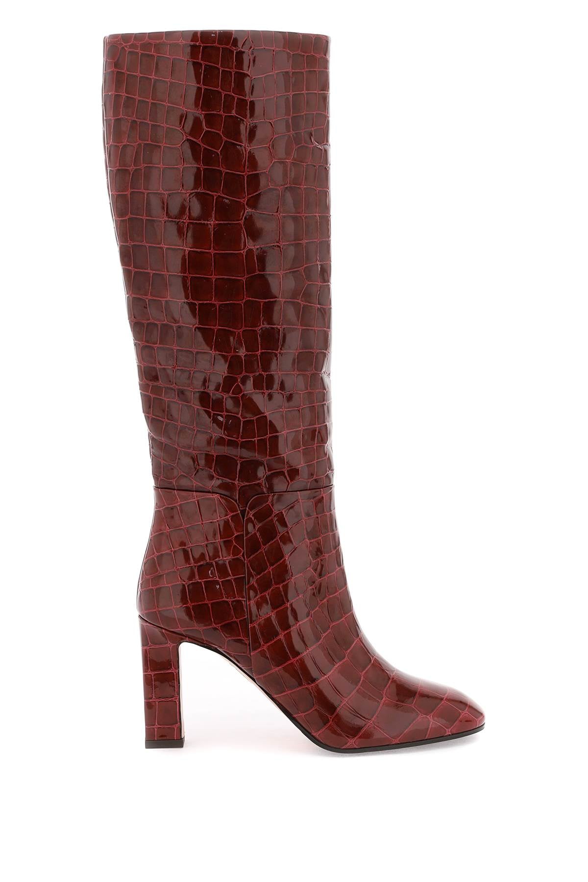 Aquazzura Sellier Boots In Croc Embossed Leather   Red