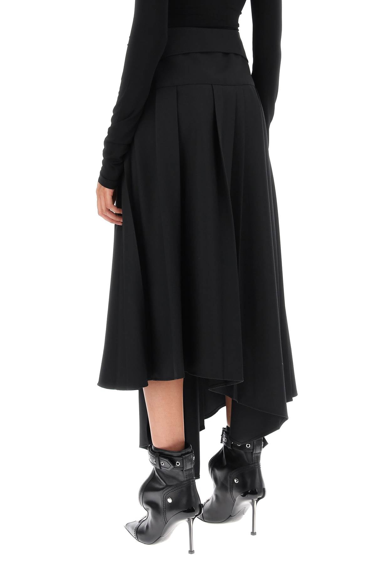 Off White Belted Tech Drill Pleated Skirt   Black