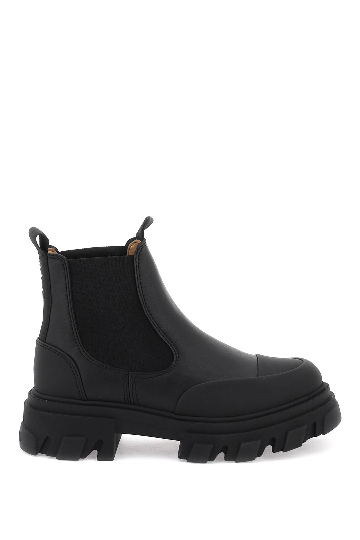 Ganni Cleated Low Chelsea Ankle Boots   Black