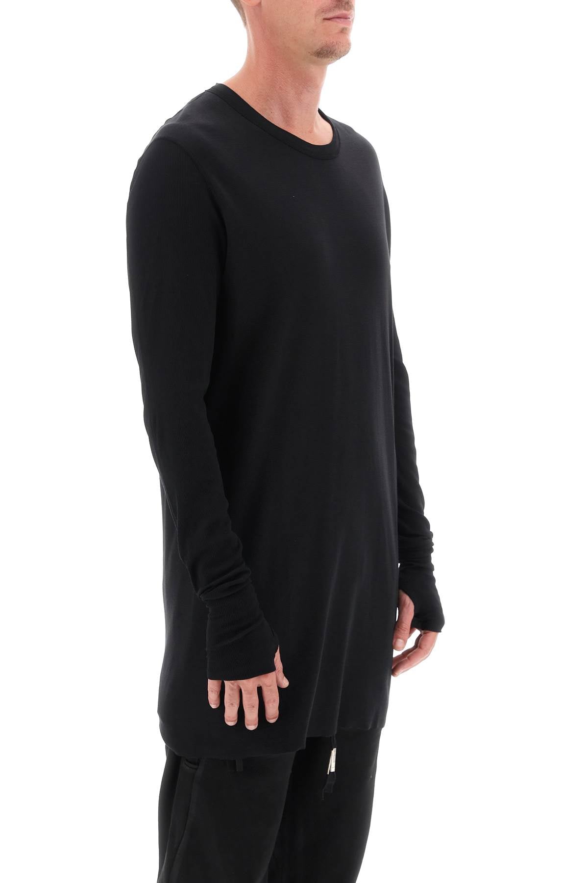 Boris Bidjan Saberi Long Sleeve Cotton Rib T Shirt   Black