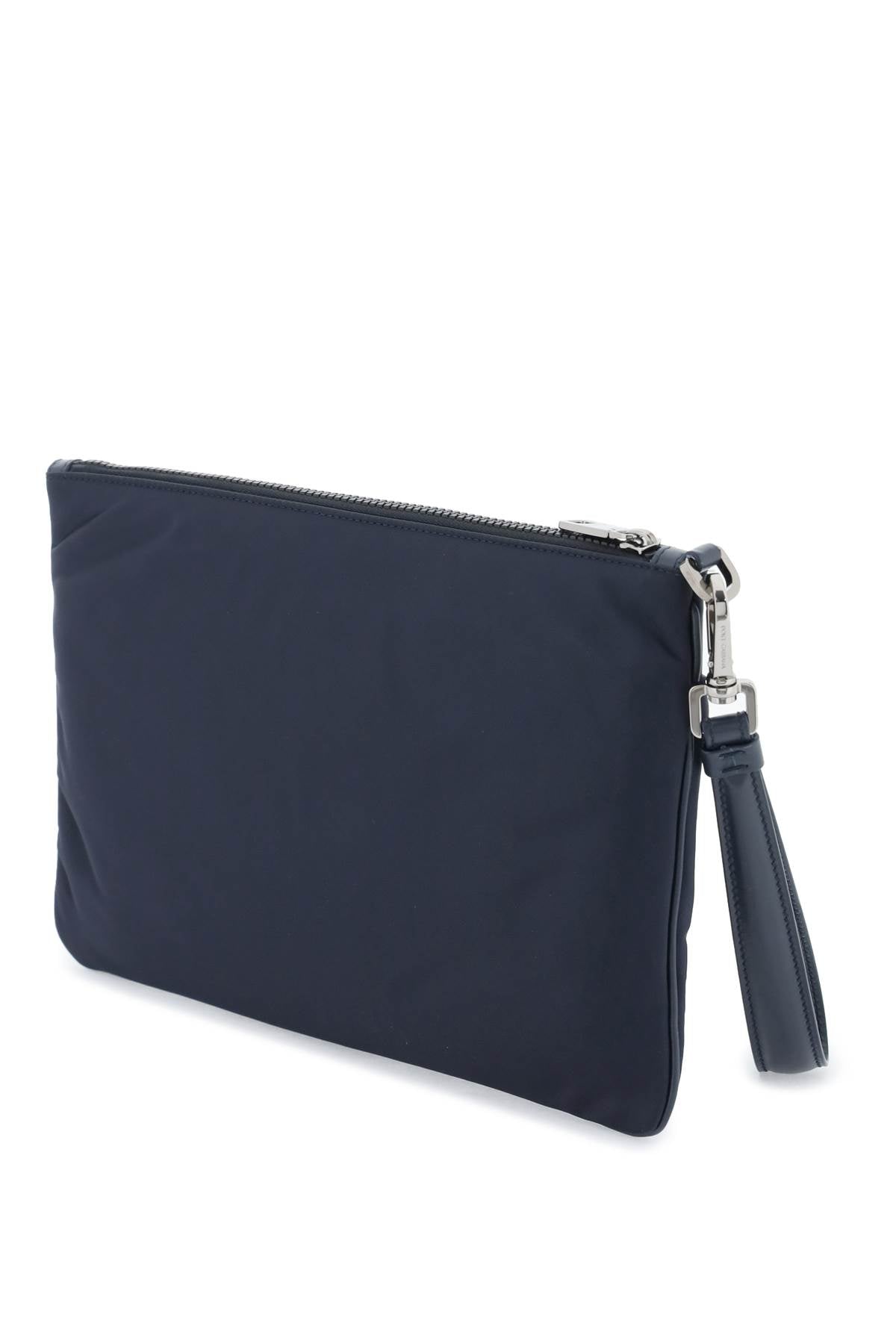 Dolce & Gabbana Nylon Pouch With Rubberized Logo   Blue