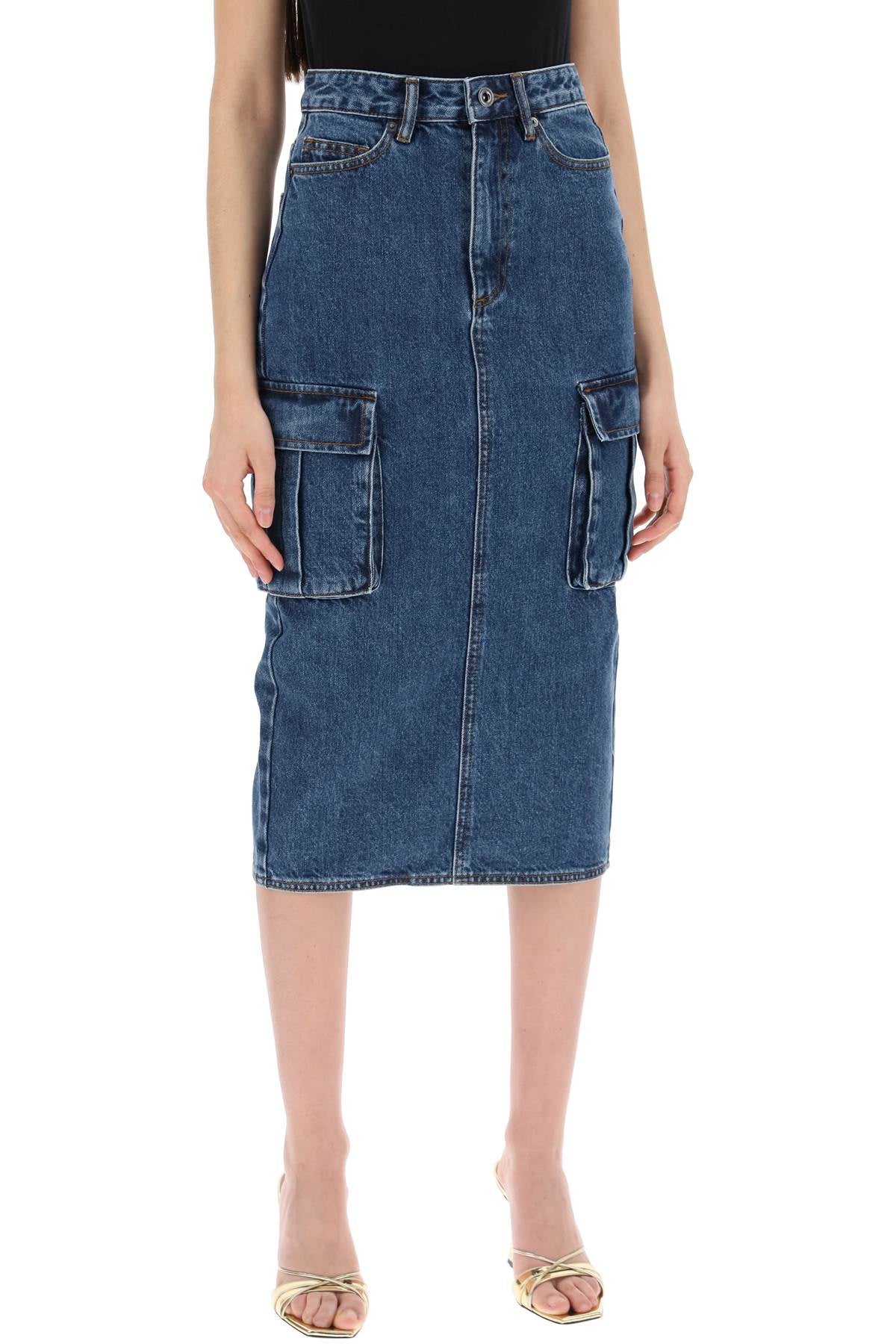 Self Portrait Women's Midi Cargo Skirt   Blue