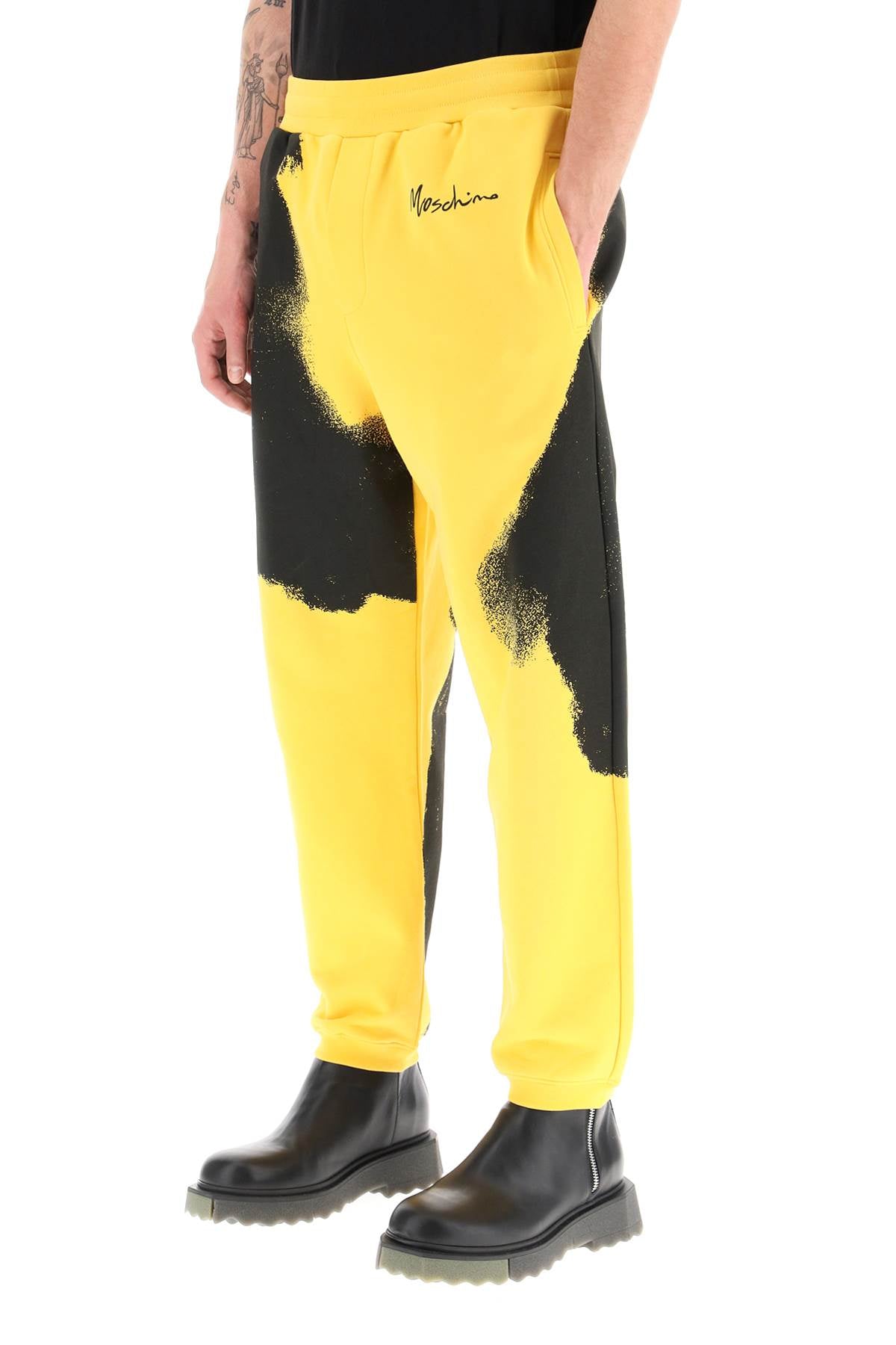 Moschino Graphic Print Jogger Pants With Logo   Yellow