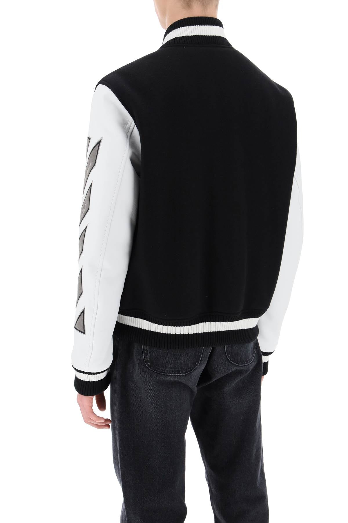 Off White Lea Varsity Bomber Jacket   White