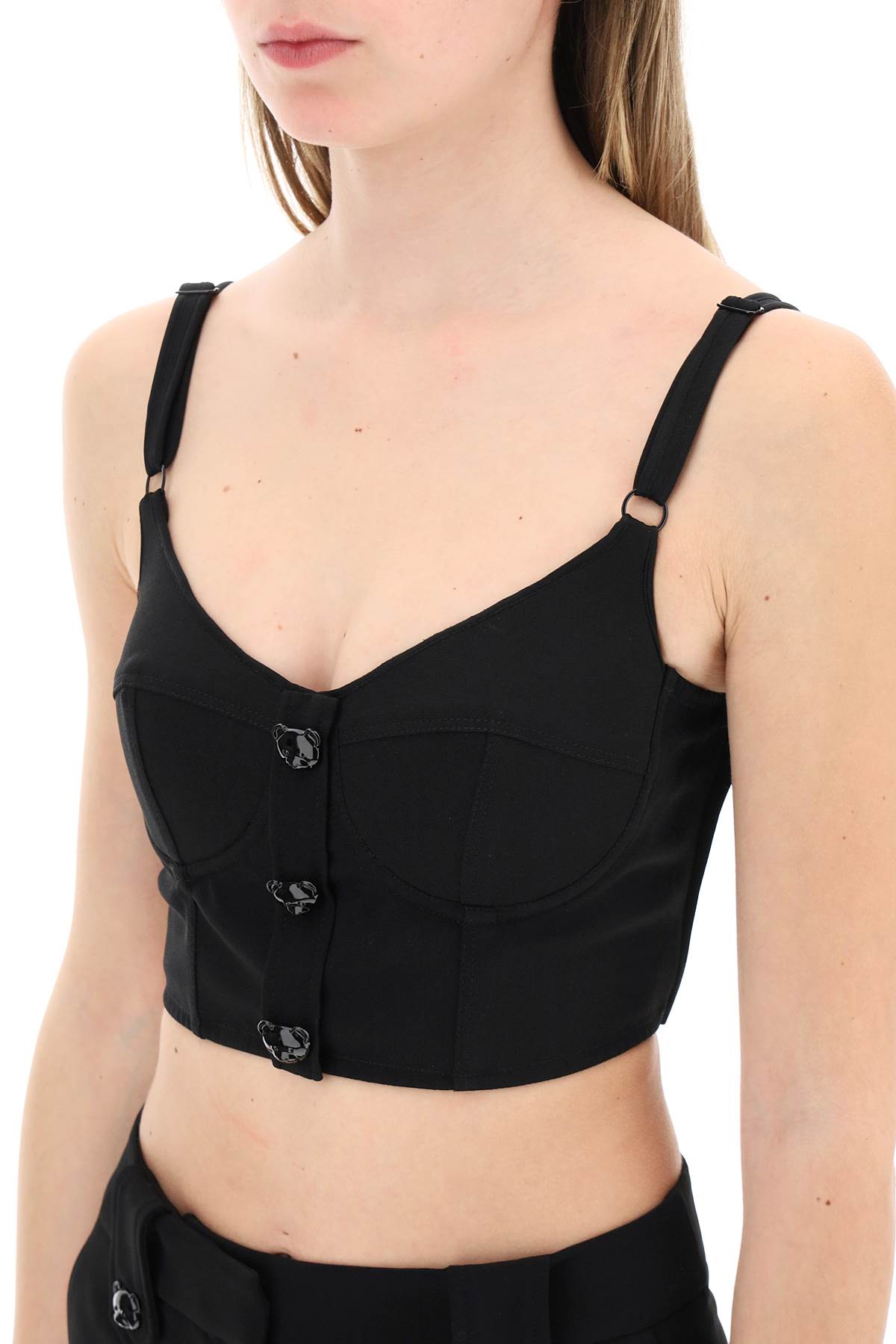 Moschino Bustier Top With Teddy Bear Buttons   Black