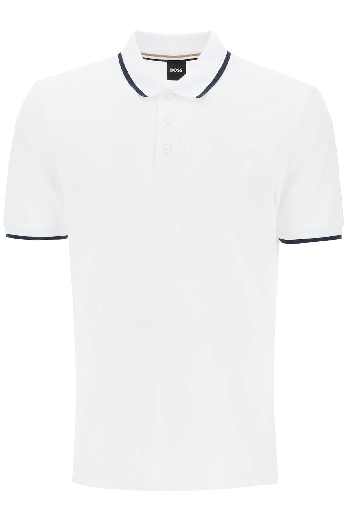 Boss Polo Shirt With Contrasting Edges   White