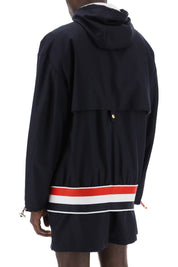 Thom Browne Replace With Double Quotelightweight Wool Anorak With Tr   Blue