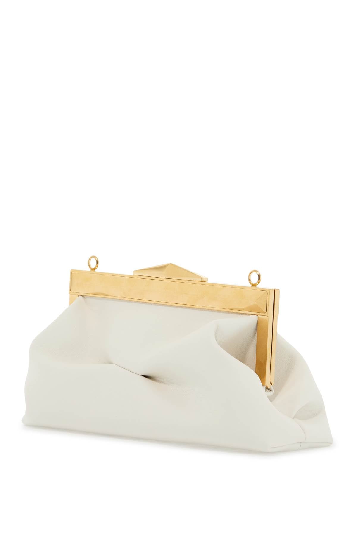 Jimmy Choo Leather Diamond Frame Clutch   White