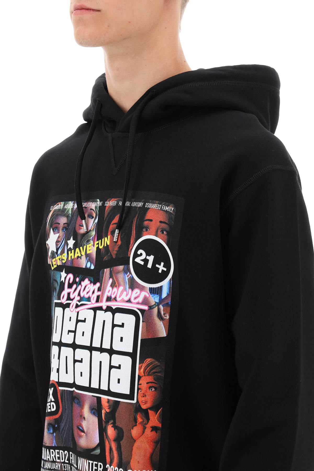 Dsquared2 Cool Fit Hoodie With Print   Black