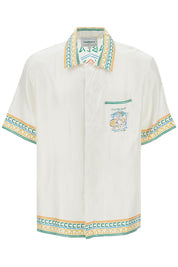 Casablanca Silk Crayon Temple Tennis Club Shirt   White